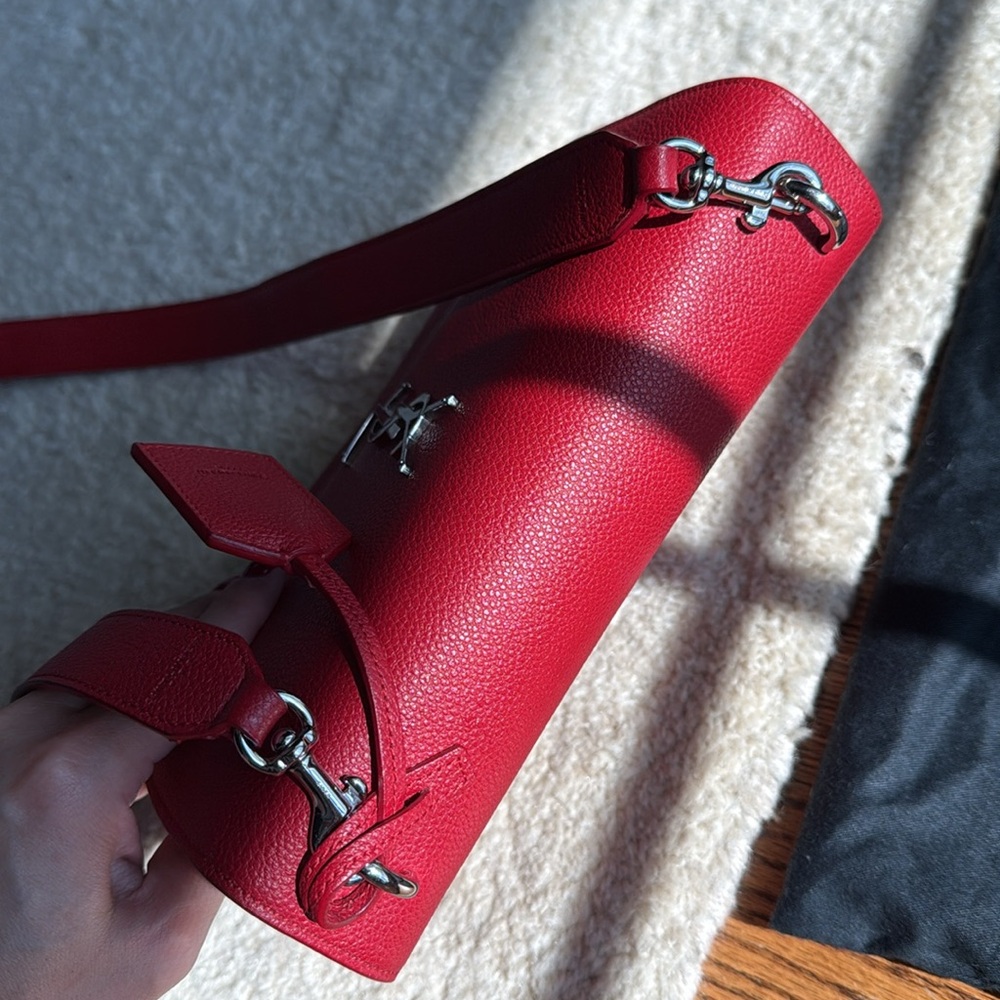 🇫🇷 Saint Laurent Medium Sunset Red Shoulder Bag Like New - Picture 6 of 11